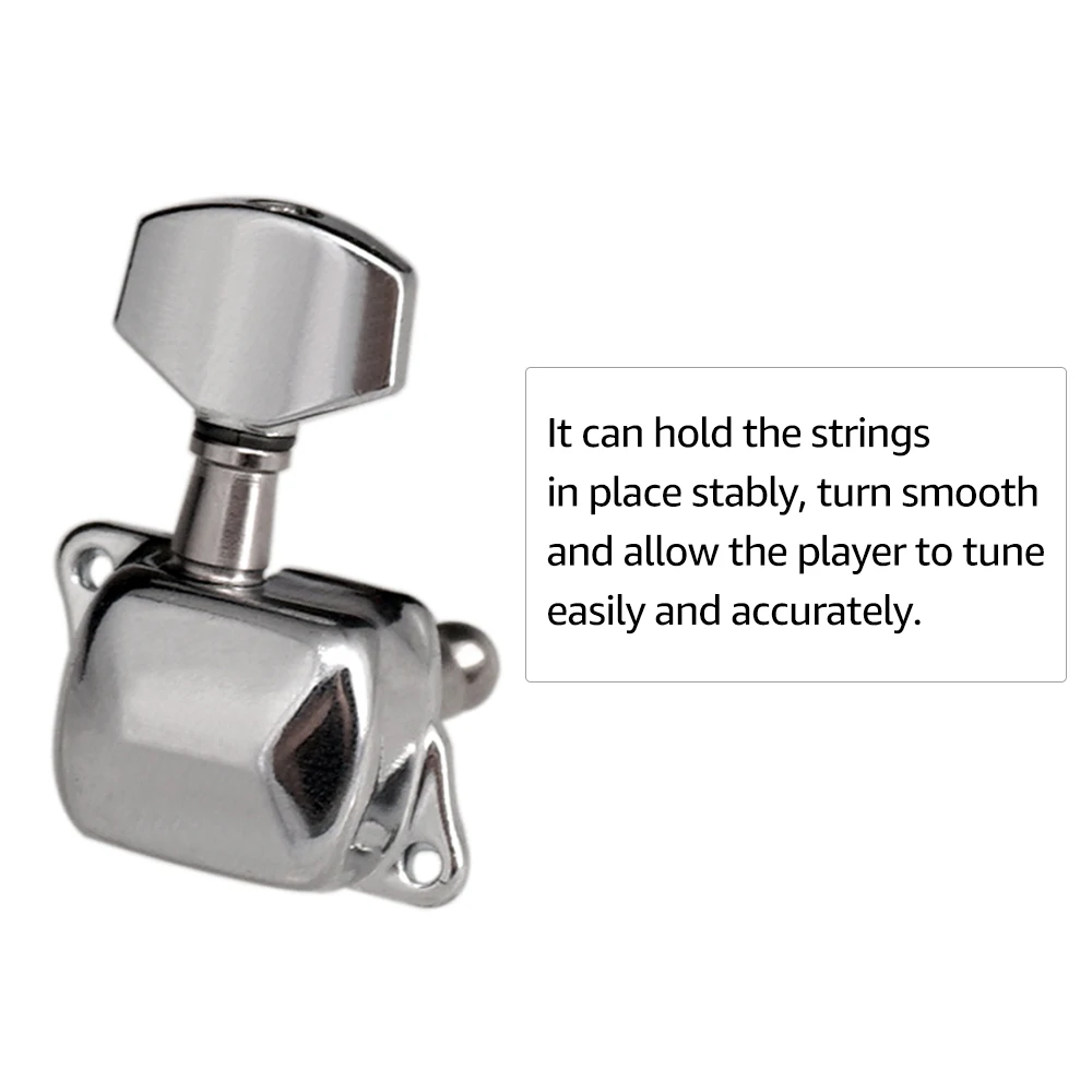 6 PCes 기타 스트링 튜닝 페그 세미 클로즈드 튜닝 머신 머신 헤드 일렉트릭 기타 용 튜너 포크 기타 어쿠스틱 기타