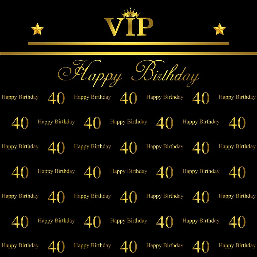 8 x8ft personalizzato oro nero favoloso Forty Happy Birthday VIP Party Stars Custom Photo Background sfondo vinile 240cm x 240cm
