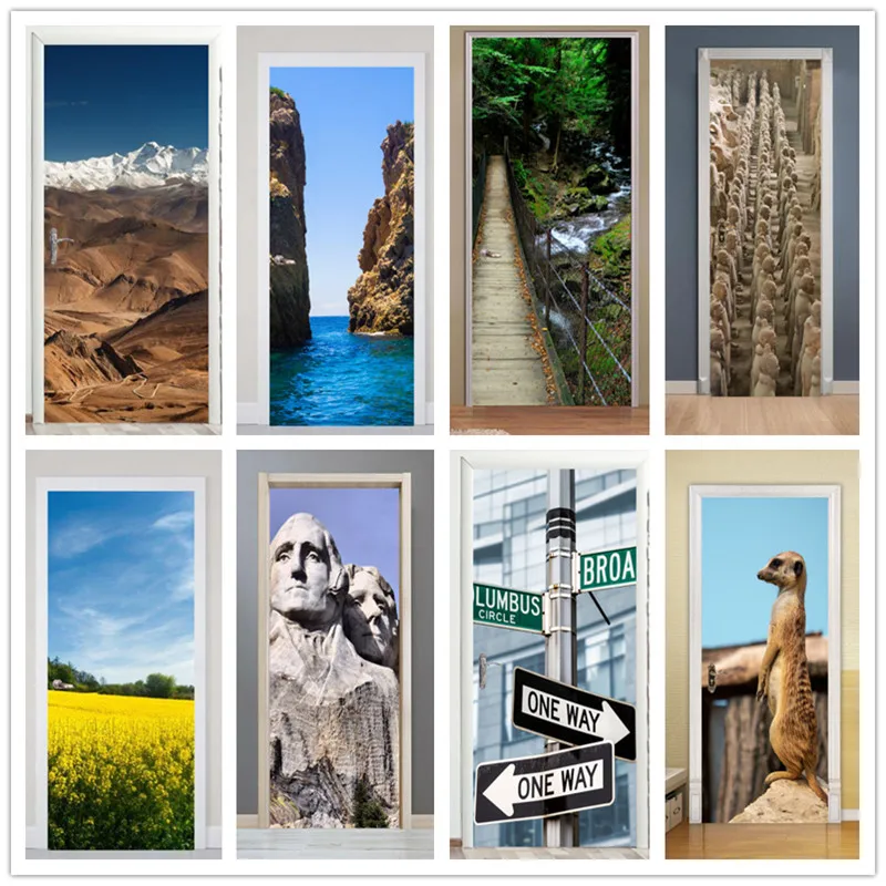 

Самоклеящиеся художественные дверные наклейки, домашний декор, крышка двери, настенные наклейки, фотообои, постер