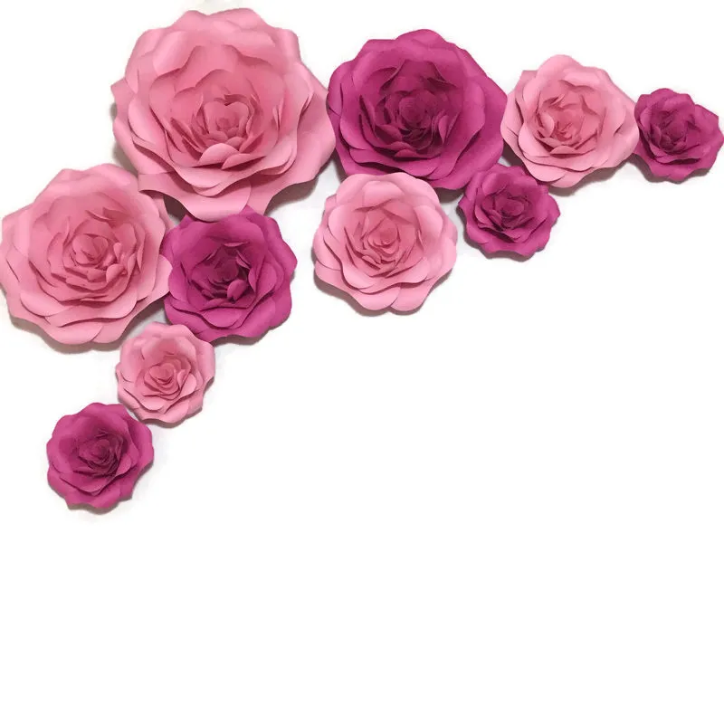 

10pcs set Half Made Giant Paper Rose Flowers Showcase Wedding Backdrops Props flores artificiais para decora o