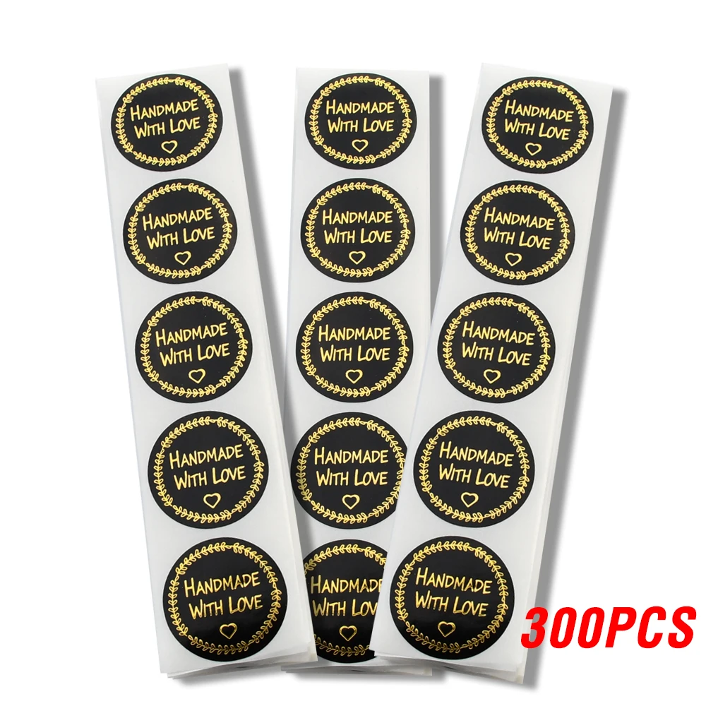 50-500pcs Round Natural handmade Stickers seal Labels cute sticker for Cake Packaging labels sticker stationery