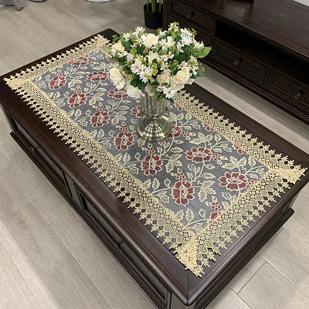 50x100cm Rectangle European Embroidered CoffeeTablecloth Western Tea Table Cloth Kitchen Dinning Table Cover Home Decor