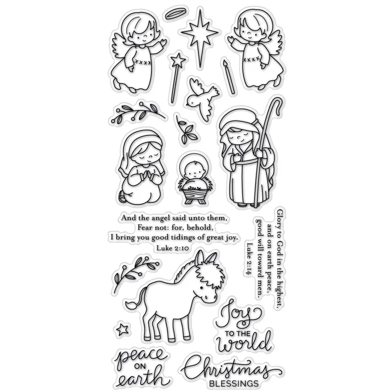 Christmas Away in a Manger Clear Stamps With Metal Cutting dies for DIY Scrapbooking Paper Cards Silicone Transparent Stempels S