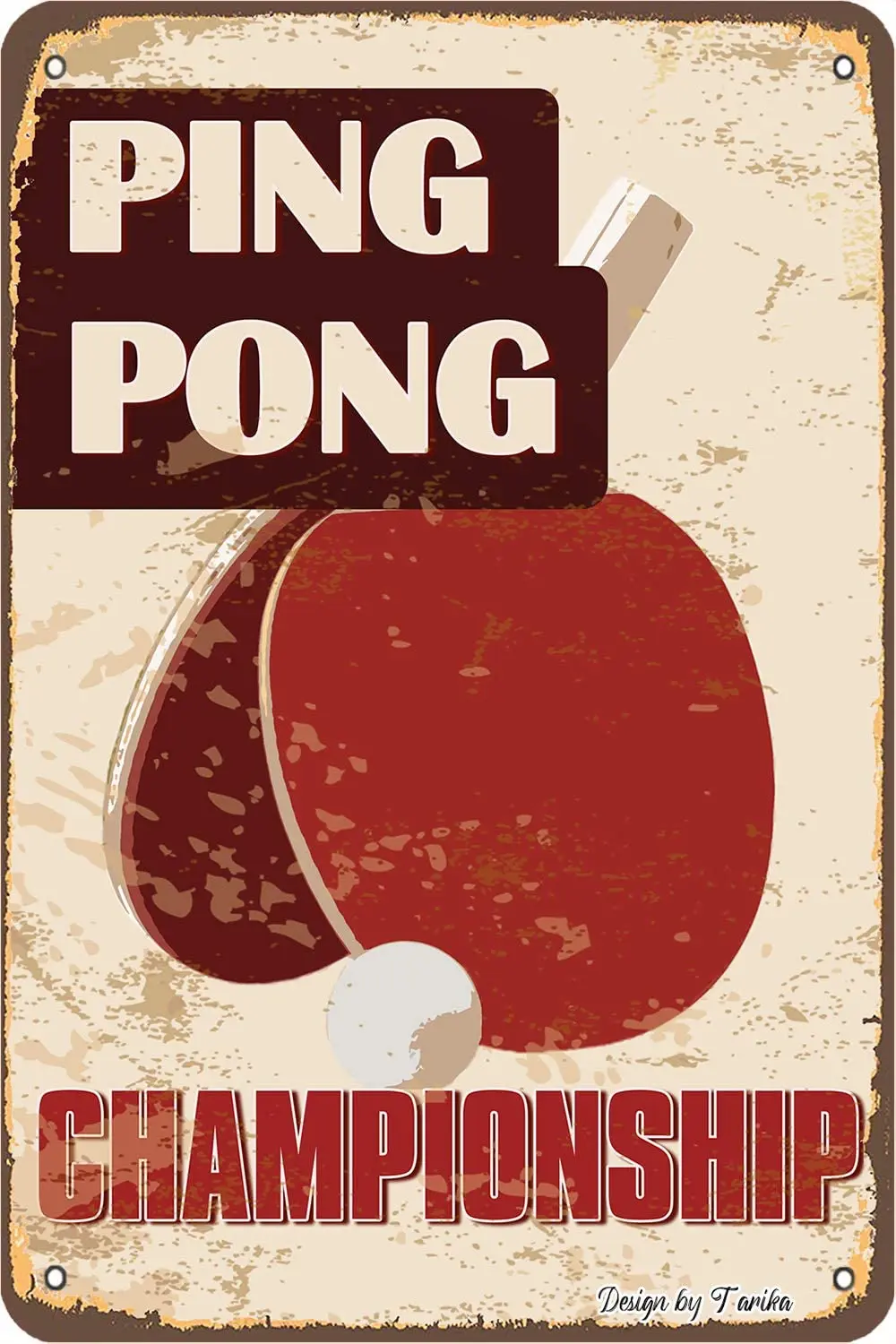 Ping Pong Championship 20X30 cm Vintage Look Tin Decoration Art Sign for Home Kitchen Bathroom Farm Garden Garage