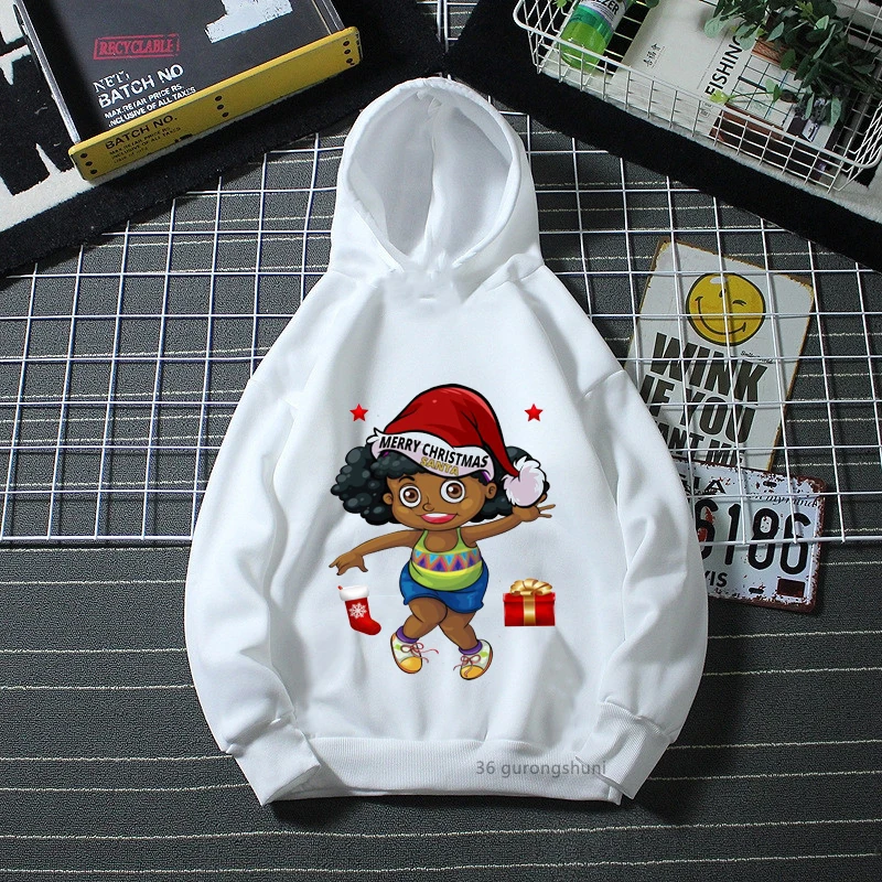 little black girl magic melanin puff merry christmas afro santa girls hoodies fashion harajuku black girl white pink hoodie tops