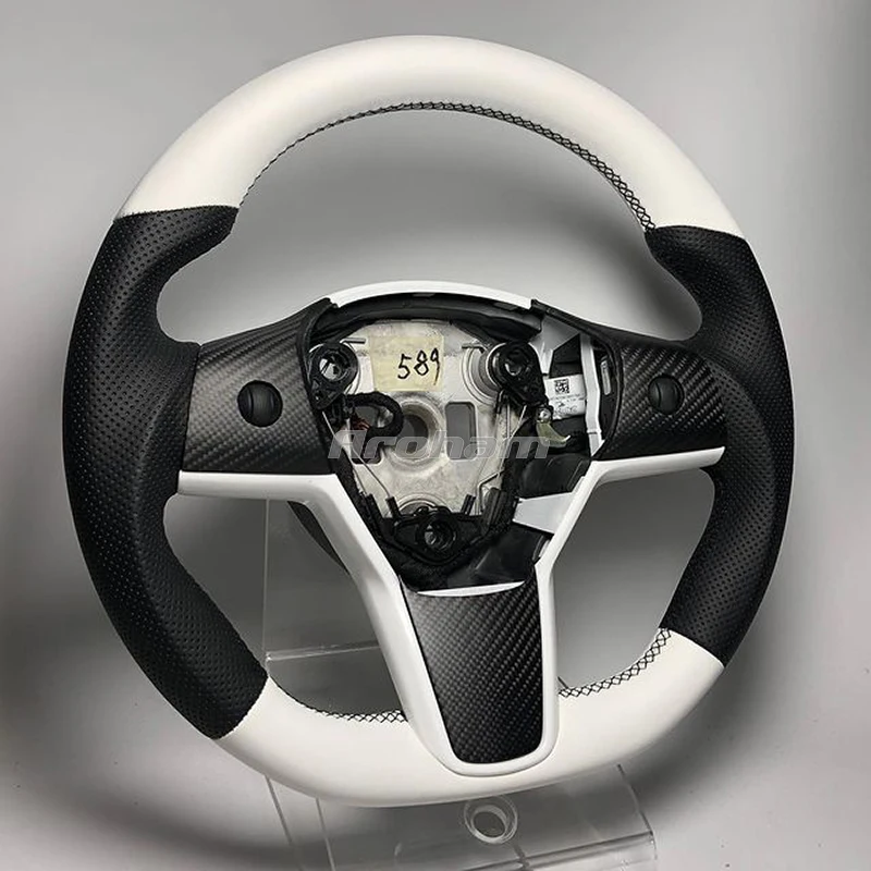 

Replacement Steering Wheel With Perforated Leather Customized For Tesla Model 3 For Model Y 2017 2018 2019 2020 2021