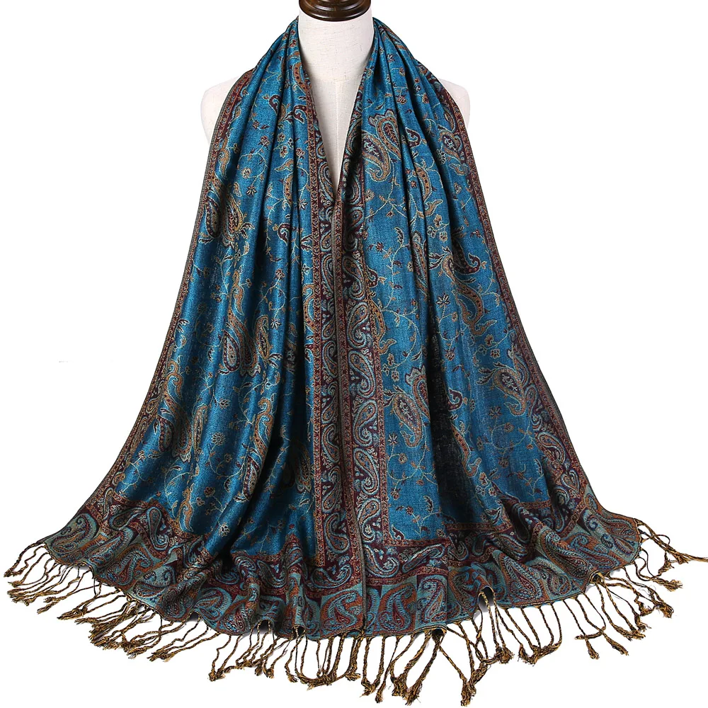 Bufanda de seda de Cachemira con borlas, Pashmina, chal Reversible, cómoda, Vintage, suave, 70x180cm, 200g