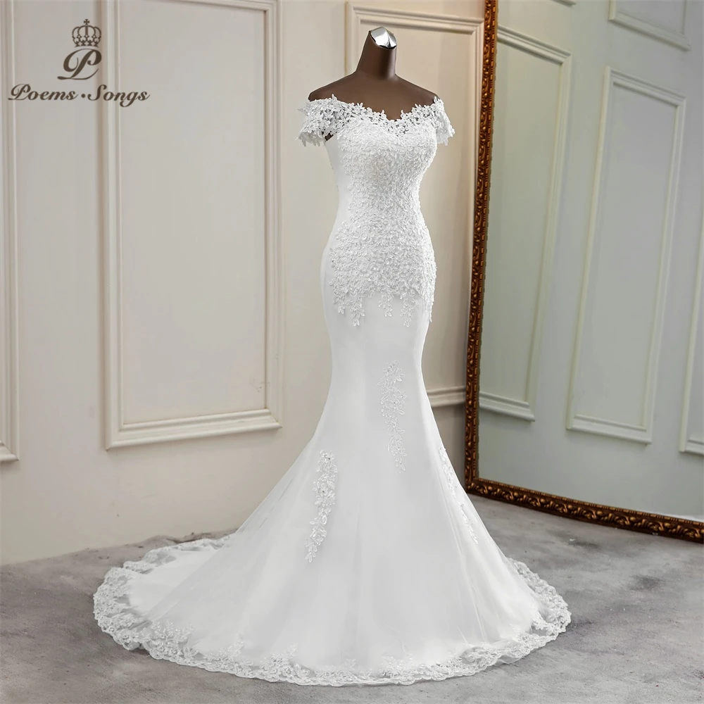 Customized Sexy wedding dress appliques flower robe de mariee elegant bride dress lace wedding gowns beautiful mermaid