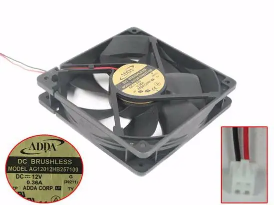 ADDA AG12012HB257100 DC 12 V0.36A 120x120x25mm 2-Wire Server Cooling Fan