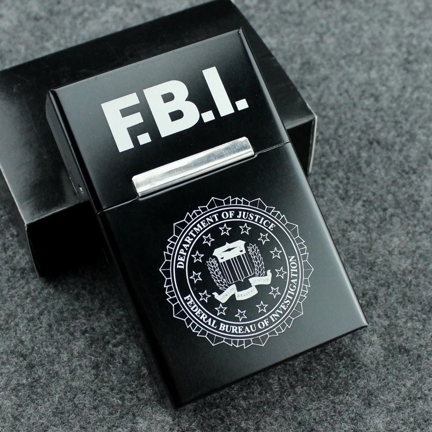 Metal Cigarette Box Case FBI CIA MI6 Mossad Design Derivatives Products Spy Intelligence Creative Smoking Gift For Men Fun