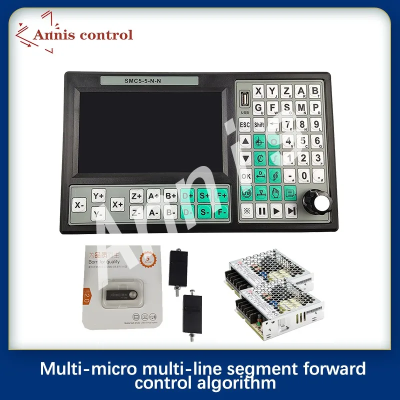 USB Mach3 CNC Controller SMC5-5-N-N5 Assi OFF-Line contorol 500KHz g-code 7-inch large screen  75W12V DC Alimentatore Switching