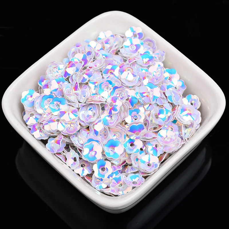 20g Hot 3D Cup Plum Blossom Sequin Multi Size  5mm  Flowers Sequins Lentejuelas Fittings for Needlework Craft Costume Jewelery