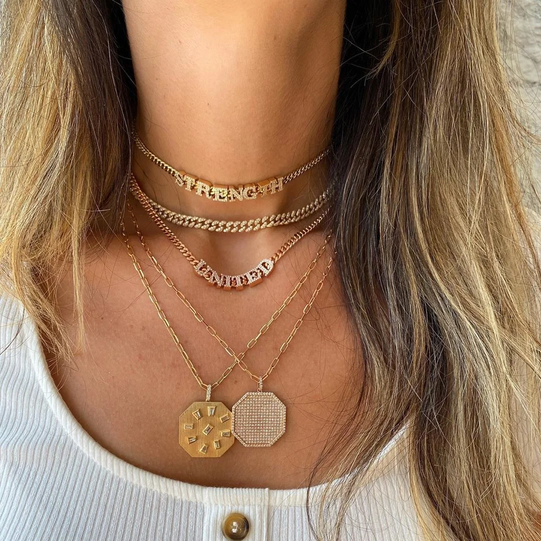 2023 جديد اسم مجوهرات 5 مللي متر الكوبية ربط سلسلة 26 الأولي رسالة Charm الخرز العائمة تتحرك رسالة قلادة #2