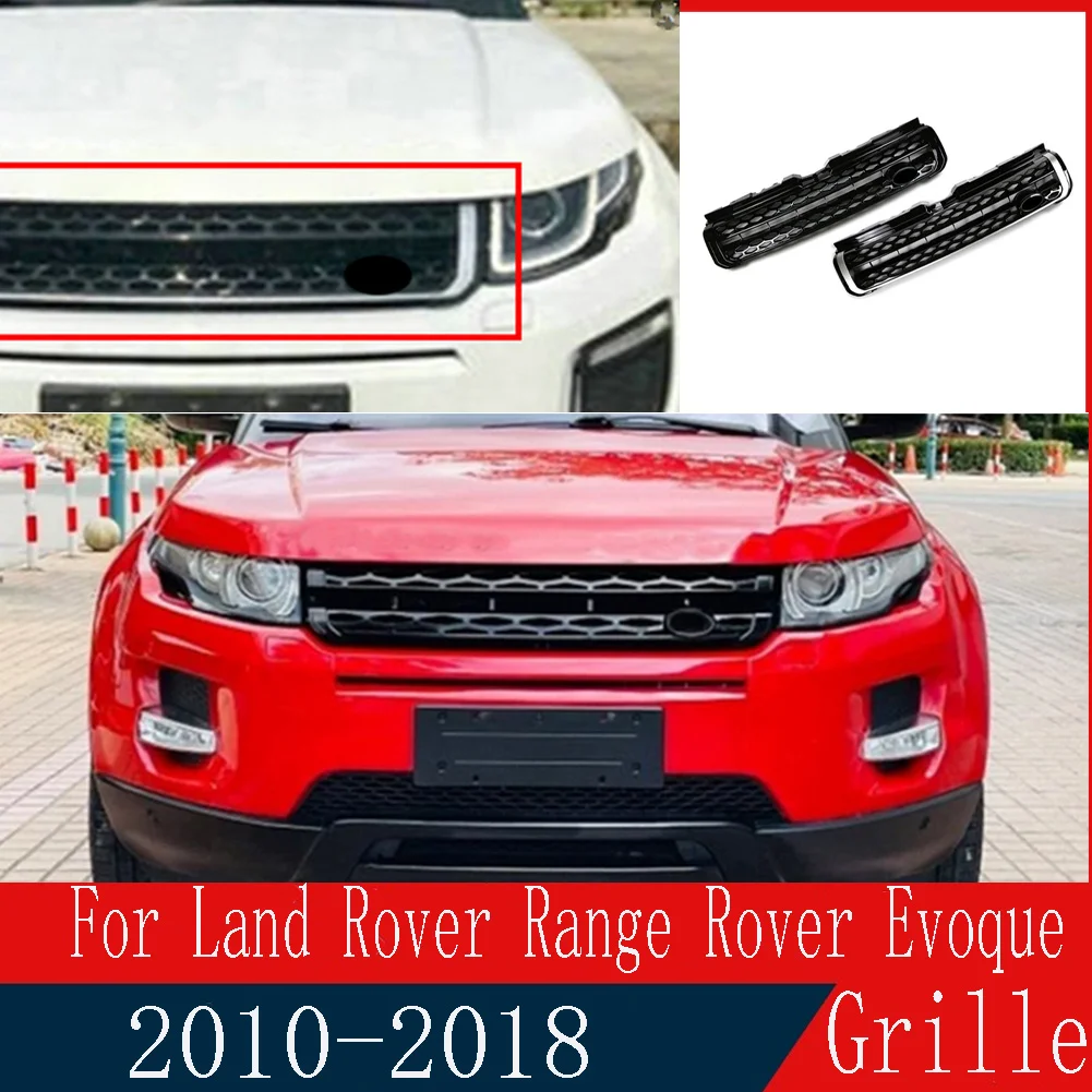 

For Land Rover Range Rover Evoque 2010 2011 2012 2013 2014 2015 2016 2017 2018 Car Upper Front Bumper Grille Grill Black Emblem