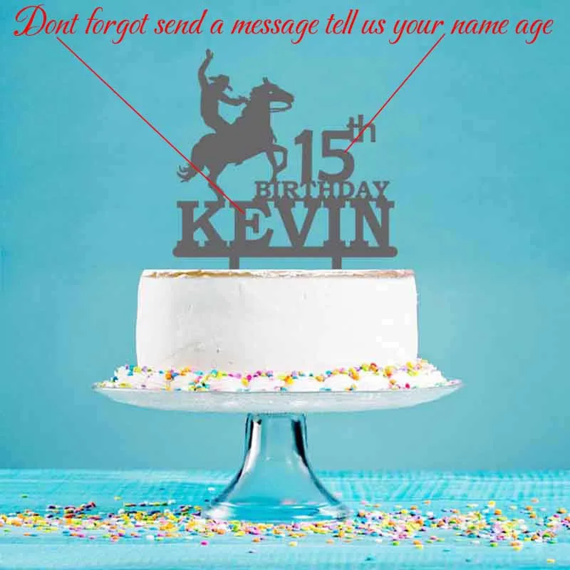 Personalized Birthday Cake Topper Custom Name Age Cowboy Riding Horse Cake Topper For Birthday Party Cake Decoration