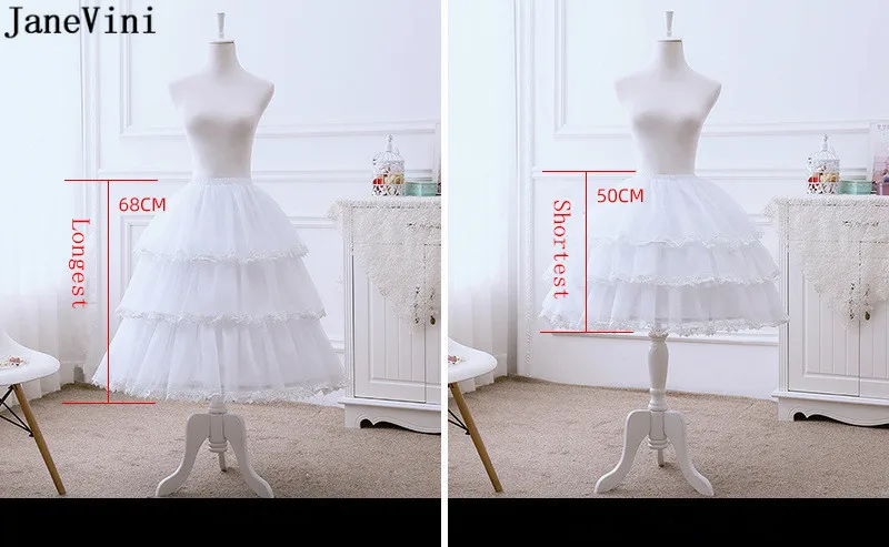 JaneVini Couche Adulte Da Sposa Petticoat Donne Petticoat Sottogonne Del Bordo Del Merletto di Vita Regolabile 3 Cerchi Abito Da Sposa Slittamento Lolita