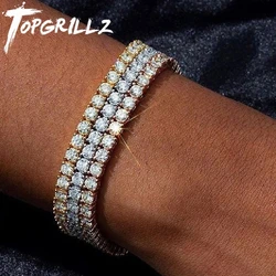 3mm-10mm Mens/Women AAA+ Cubic Zirconia Tennis Bracelet Hip Hop Jewelry Iced Out 1 Row Gold Color CZ Charms Bracelet For Gifts