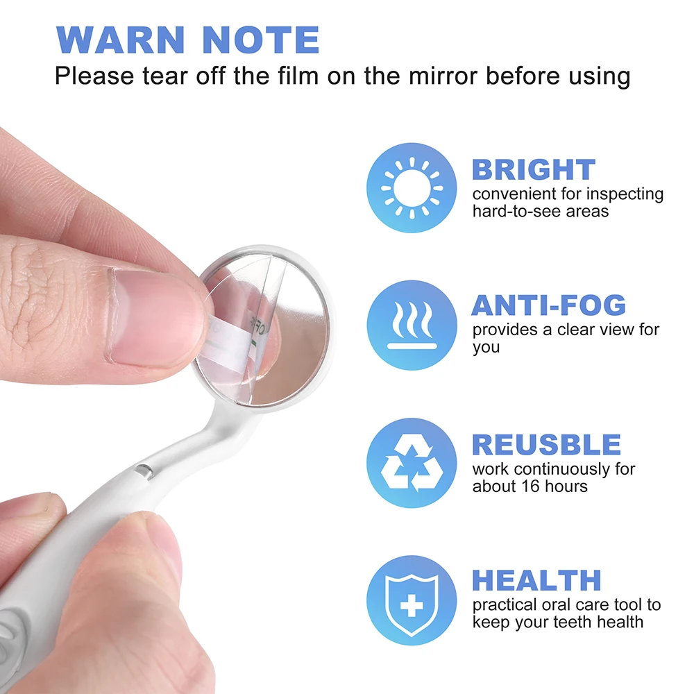 Multi-Color Dental Mirror with Light Teeth Inspection LED Mirror Anti-Fog Mouth Mirror MM380 Dentist Oral Care Tool