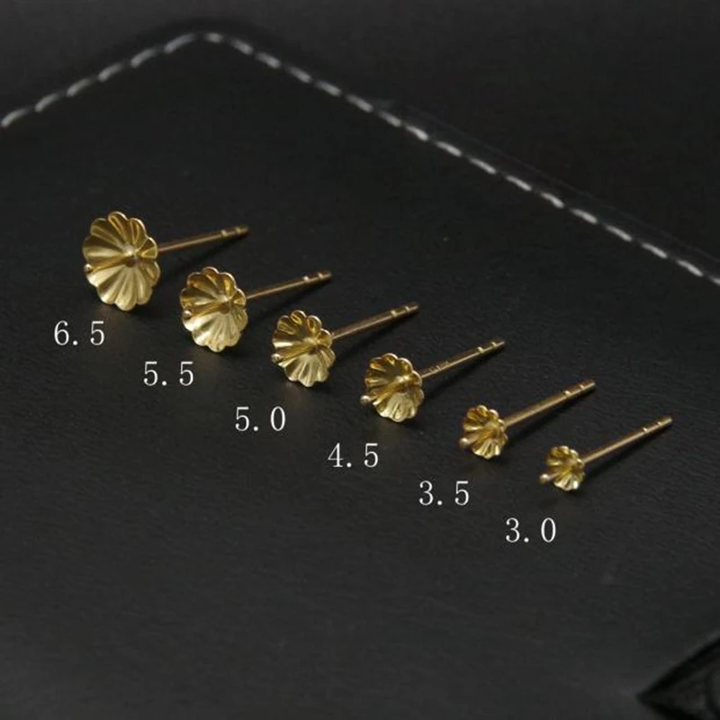 MADALENA SARARA Au750 Women Eearring Needle Mountings Various Size Options For 18K Gold DIY Jewelry Making