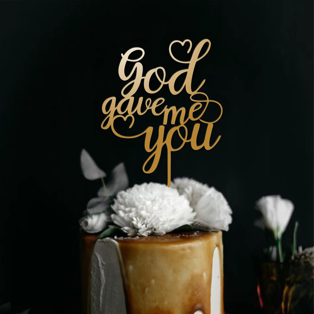 

Бог подарил мне свадебный торт Топпер события юбилей украшение для именинного торта деревянные, на выбор золотые помолвки вечерние Декор