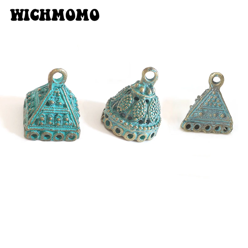 Nowe 5 sztuk 20MM Retro Patina Plated Zinc Alloy Green Bell Shape BeadsTassels End Cap Charms Pendants for DIY Jewelry Accessories