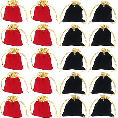 100 Stuks Fluwelen Sieraden Tassen 10X12Cm Zwart/Rood Kerstfeest Bruiloft Gunst Cadeau Tas Goedkope Trekkoord Zakjes Kan Aangepast Logo