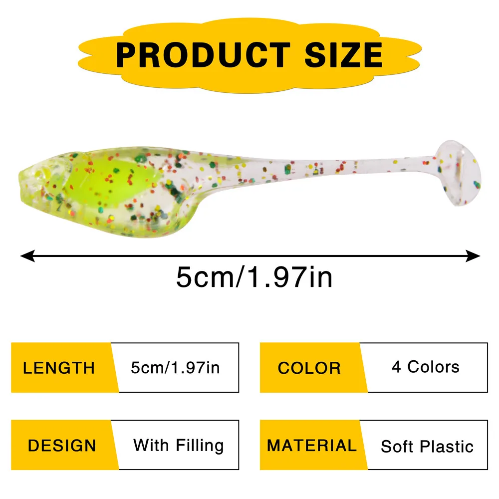 30Pcs Soft Silicone Luminous Floating Fishing Lure 5cm 1g Soft Artificial Bait Swimbaits Jigging Fishing Trout Lures