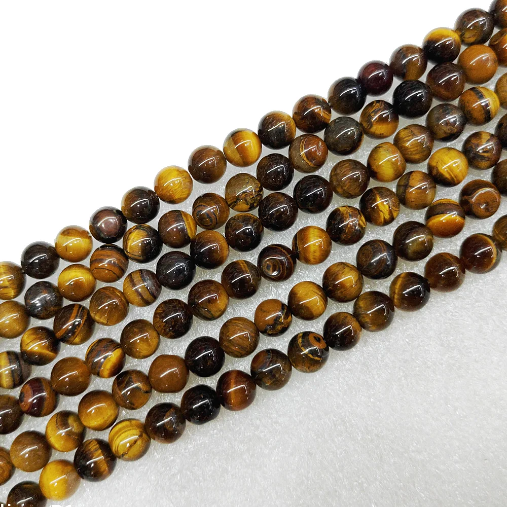 Natural tiger eye stone loose beads Semi-finished product 4-12mm tiger eye stone beads Necklace DIY bracelet accessories 39cm