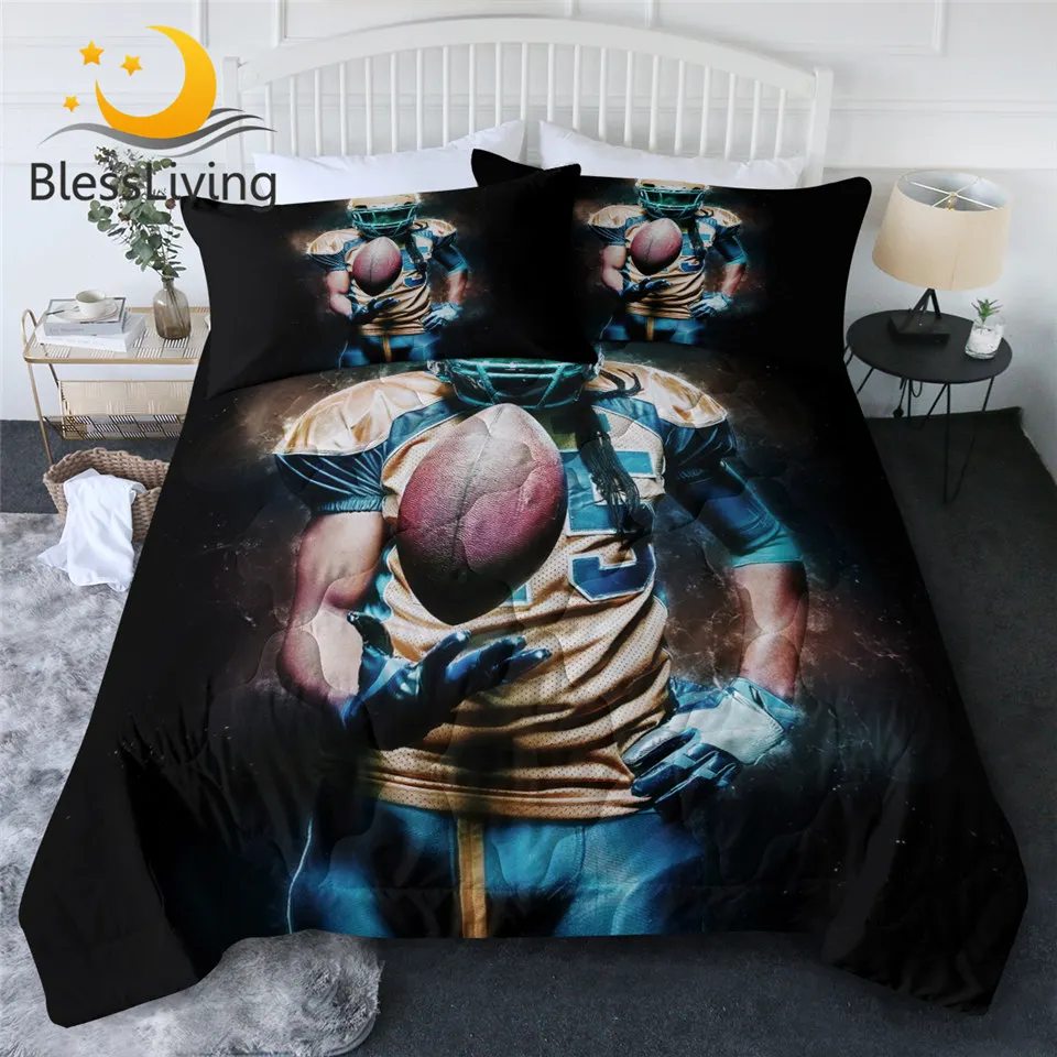 

BlessLiving Football Summer Blanket Sports Air-conditioning Comforter Rugby Bedspread Padded Equipment Quilt Queen Size Edredon