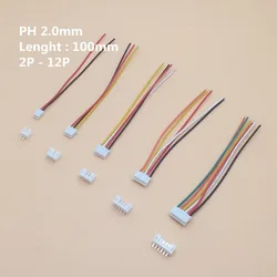 10Sets PH2.0 Mini Micro JST 2.0 PH Male Female Connector 2/3/4/5/6/7/8/9/10-Pin Plug With Terminal Wires Cables 100MM 26AWG 10cm