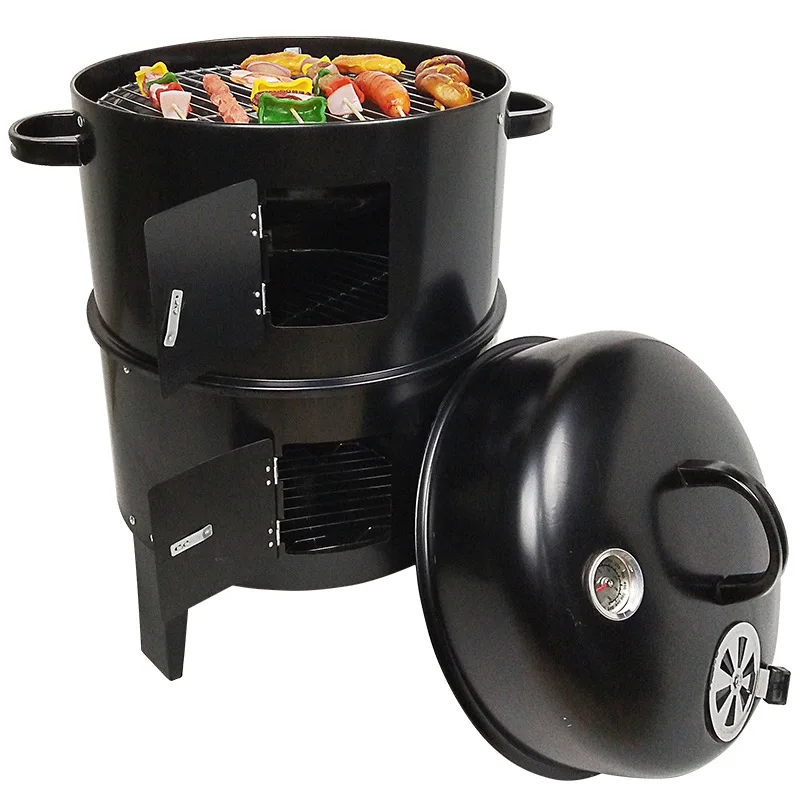 

DIY Smoker BBQ Grill Round Charcoal Stove Outdoor Bacon Portable Barbecue Grills 40x80cm