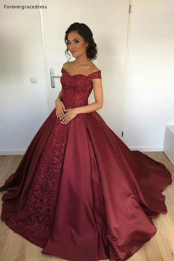 Vestido de quinceañera árabe de Dubái, ropa Formal con cuentas y hombros descubiertos para fiesta de graduación, talla grande, 2019