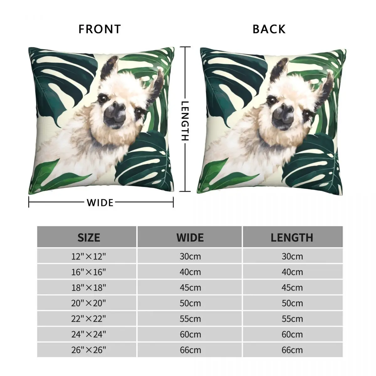 Sneaky Llama In Tropical Monstera Square Pillowcase Polyester Linen Velvet Zip Decor Pillow Case Sofa Seater Cushion Case