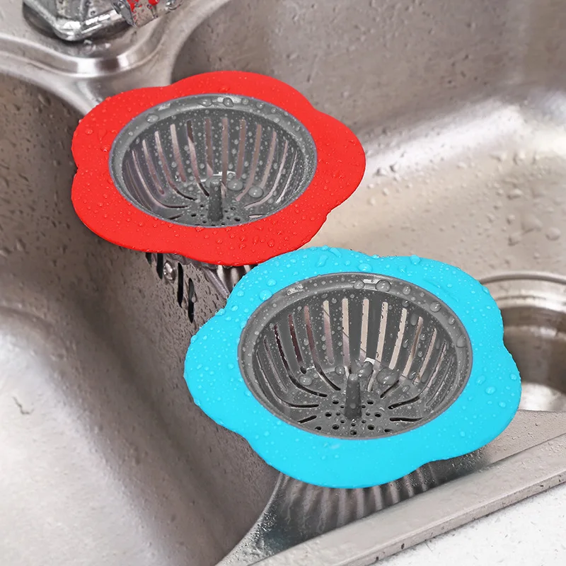 3 blume Geformt Silikon Abdeckung Ablauf Waschbecken Filter Kunststoff Mesh Haar Küche Waschbecken Badewanne Sieb Dusche Sink Drains Stopper Boden