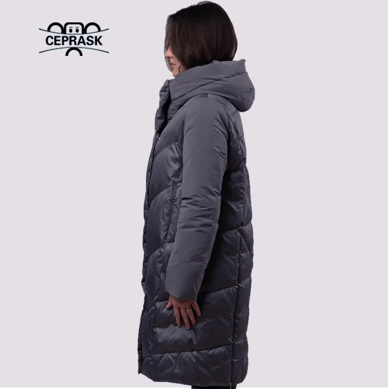 CEPRASK 2021 Fashion Plus Size 6XL Winter Down Jacket Women Long Parkas Padded Quilted Coats Overcoat Female Cotton Overwear