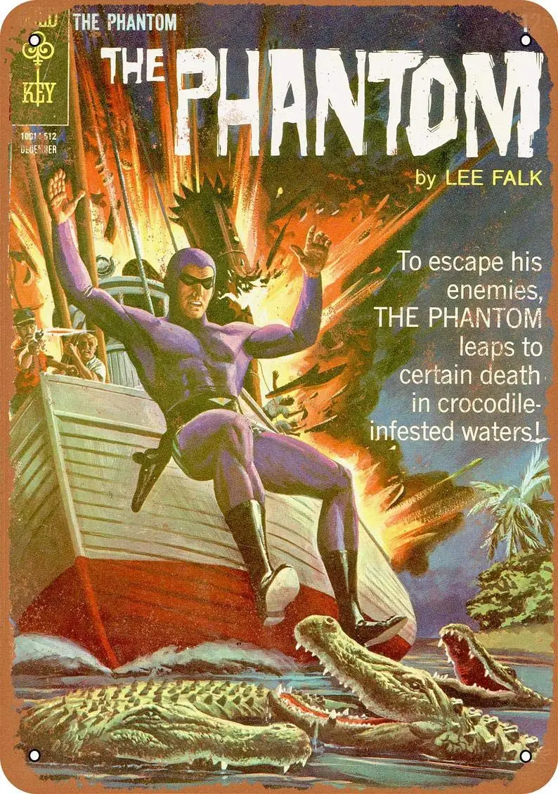 

1965 Фантом комикс винтажный вид металлический знак для домашнего кофе Настенный декор 8x12 дюймов