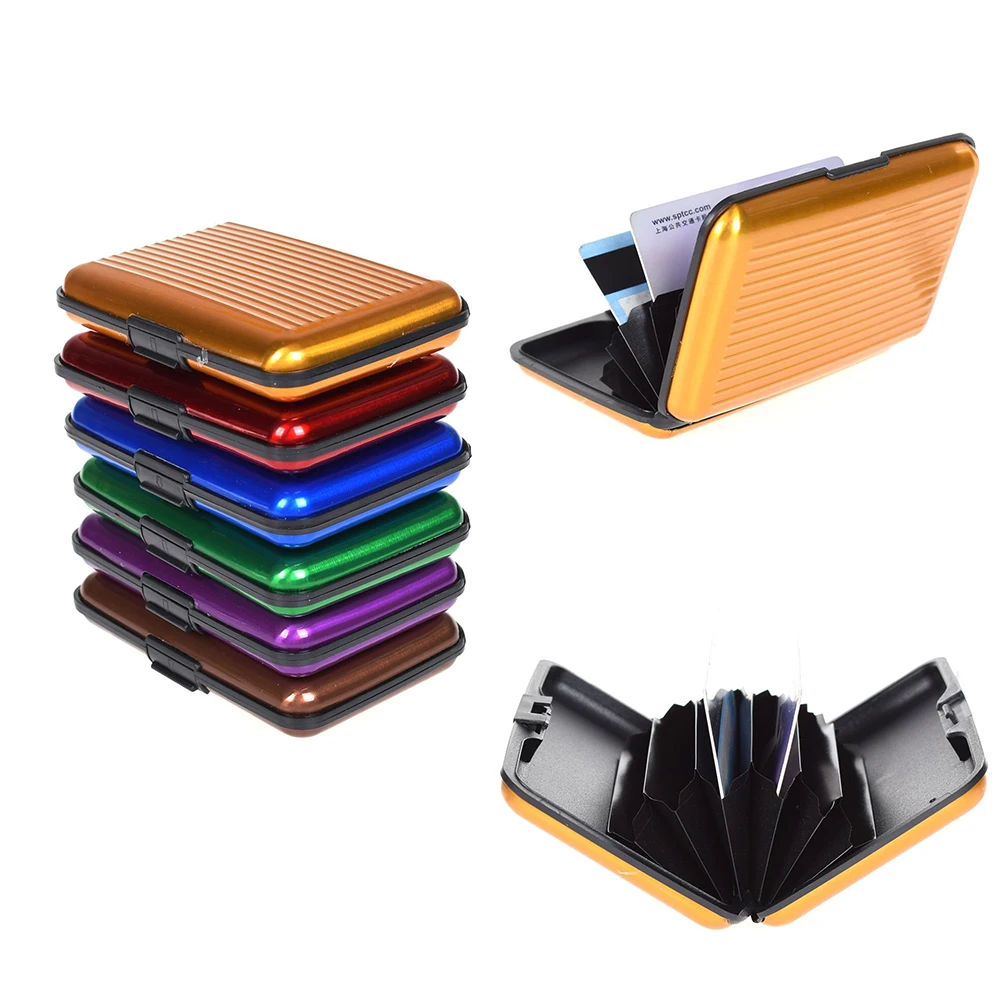 Pocket Business Id Credit Cards Wallet Holder Case Aluminum Metal Men Waterproof Business Id Credit Card Wallet Plastic Pouch