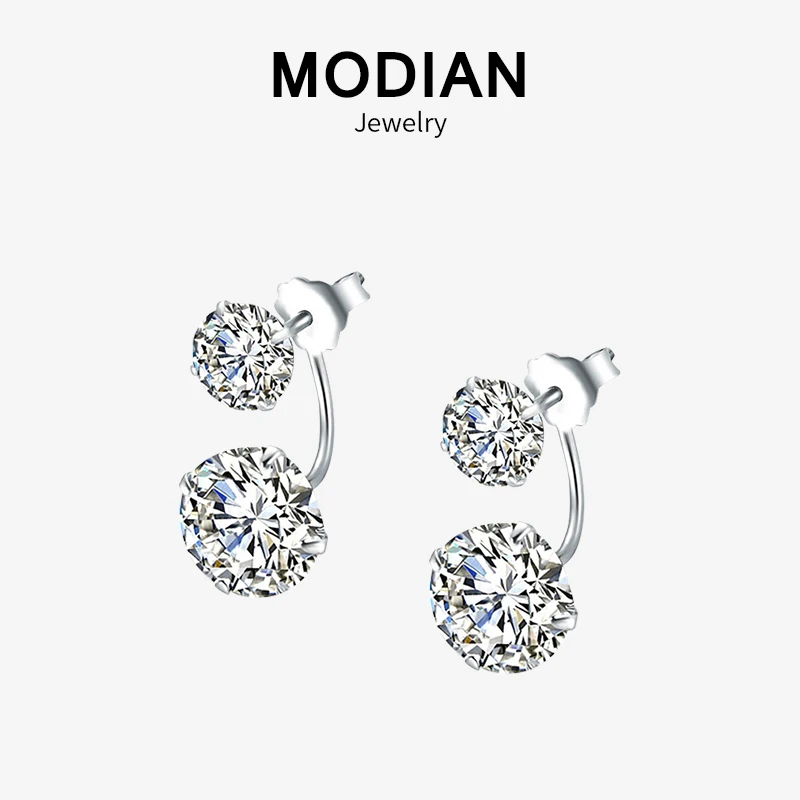 

MODIAN серьги 2019 стерлингового серебра 925 пробы прозрачный кубический цирконий серьги-джекеты для женщин Свадебные оригинальные Кристальные ювелирные изделия