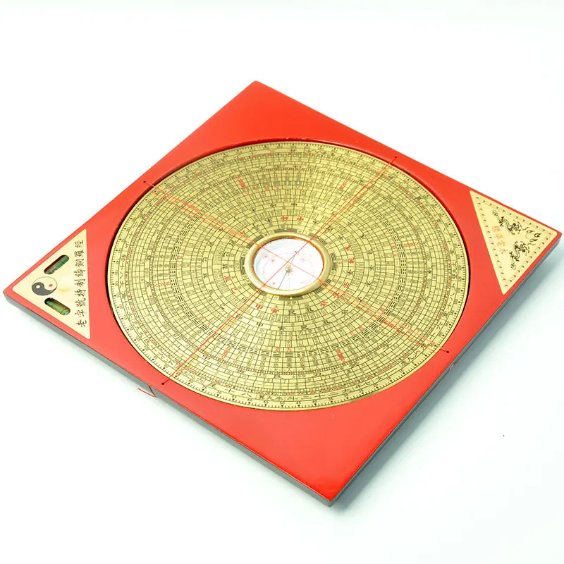 

20CM Ancient Chinese Fengshui Profession Compass Square Metal Surface Luopan LuoJingYi Professional Master Supplies Home Decor