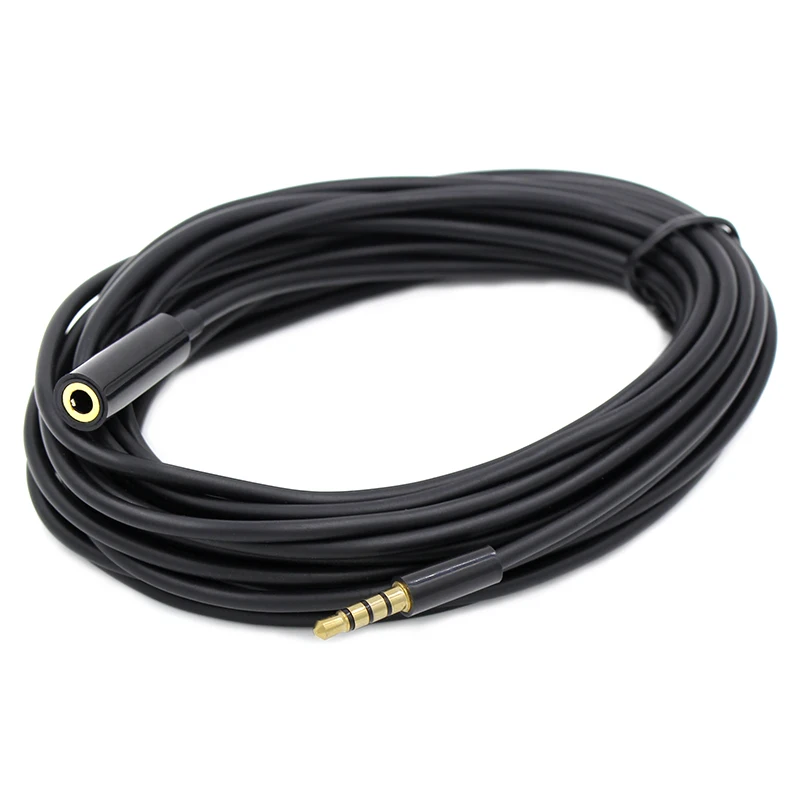 5m 16Ft 3.5mm Jack 4 Pole Audio Extension Cable Male to Female AUX Cable Audio Extender Cord for Earphone Headphone Mobile Phone