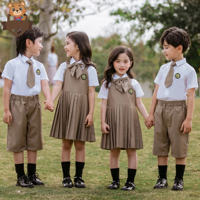 Kinderen Schooluniform Shirts Jas Jurk Shorts Kraag Pak Kids Baby Meisje Jongen Koreaanse Katoen Tiener Japanse Kleding Outfit