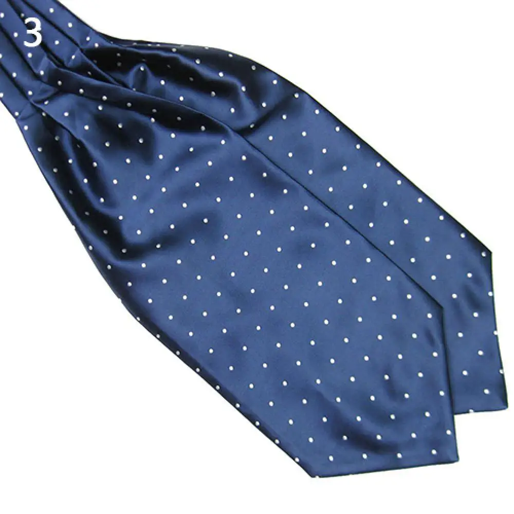 Corbata de Ascot con estampado de lunares para hombre, corbata de cuello, bufanda de mezcla de seda, moda