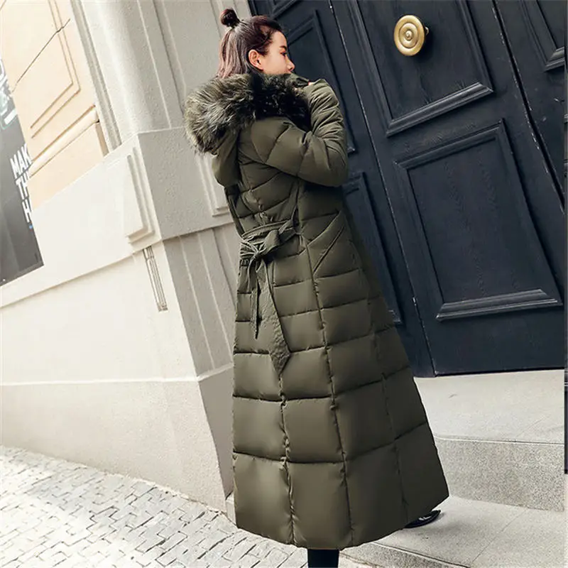 2023 New Winter Cotton Coats Womens Clothing Autumn Winter Jackets Casual Large Size Fur Collar Hooded Long Parkas Overcoat N932