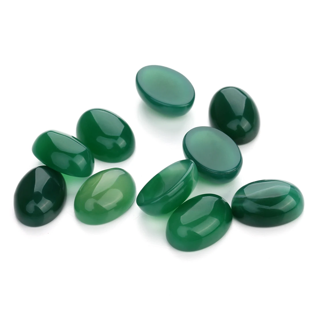 10pcs 10x14/13x18/18x25mm Natural Stone Beads Oval Green Jade Beads Cabochon Cameo Setting For DIY Jewelry Making Accessories