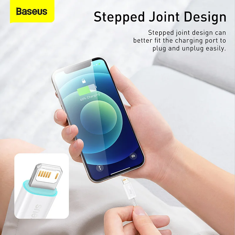 Baseus USB Cable For iPhone 13 12 11 Pro XS Max XR X 8 7 Mini 2.4A Fast Charging Data Phone Cable For iPhone 13Pro Max Wire Cord