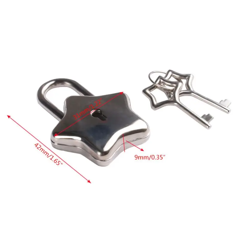Metal Star Shape Padlock with Key Polish Hardware Closure Security Lock for Diary Purse Handbag Suitcase Shoulder Bag Box