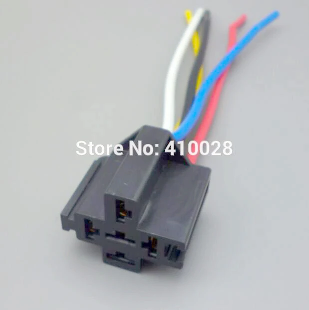 worldgolden 5/30/100pcs 5 wire plastic socket relay wire harness relay socket