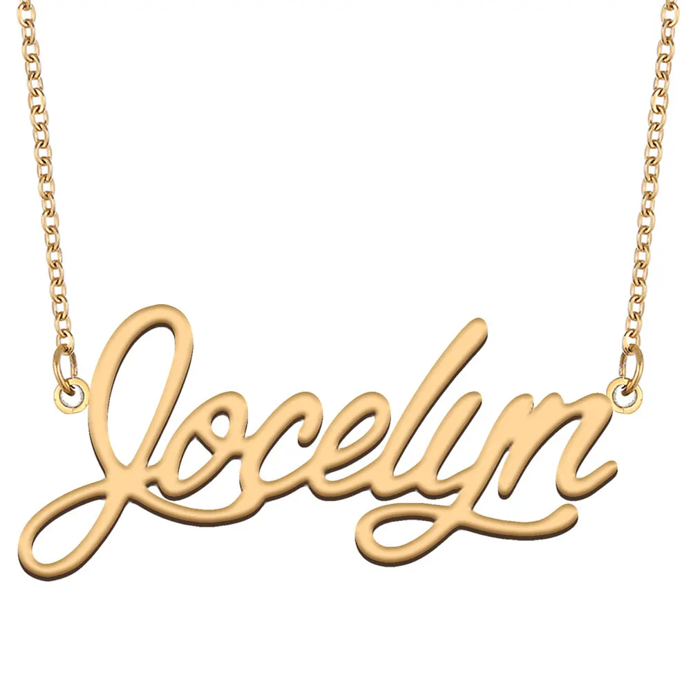 Jocelyn Name Necklace for Women Personalized Stainless Steel Jewelry Gold Plated Nameplate Pendant Femme Mothers Girlfriend Gift