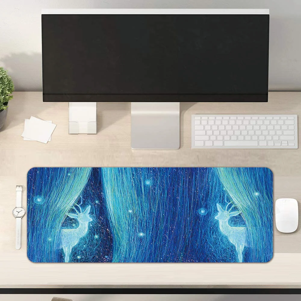

Large Mouse Pad Computer Gaming Mouse Pad Anti-slip Space Series Pattern Easy To Clean Pu Leather Mouse Mat