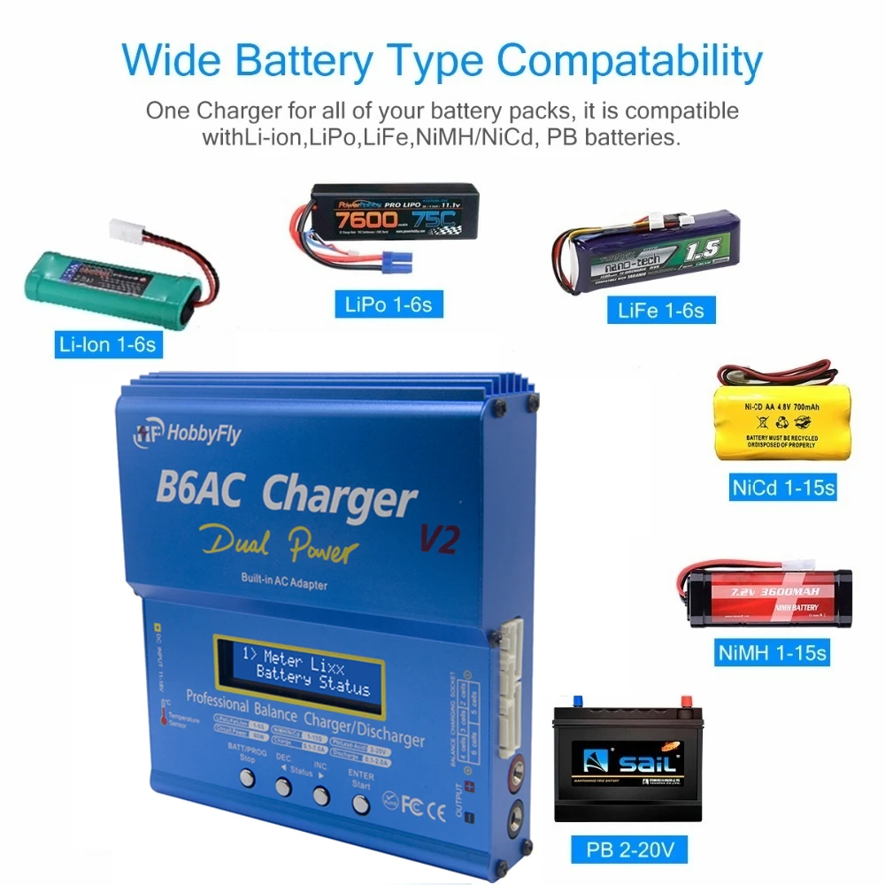 2021 New 80W IMAX B6AC V2 Smart Digital Balance Charger For RC Helicopter Re-Peak NiMH NiCD LiHV NiCd PB Li-Ion Battery Charger